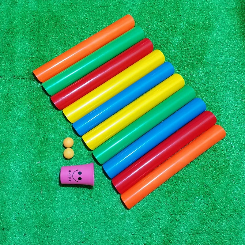 Cooperative Team-Building Track Game – Outdoor/Indoor Kids & Adult Party Set, 5 Half-Pipes + 2 Ping Pong Balls, 40 & 50 cm (15.7 & 19.7 in)