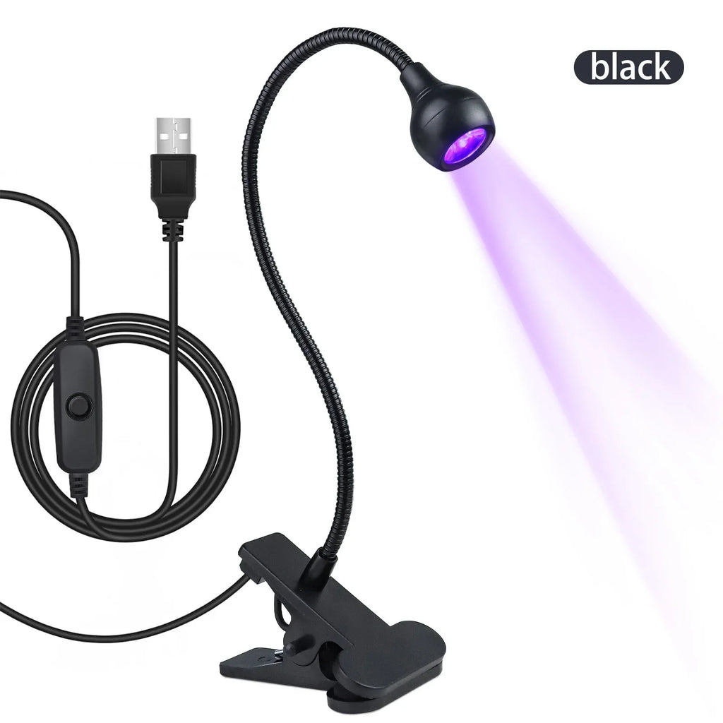 LED UV Light for Drying Nail Polish Gel Clip-On Flexible Desk Mini USB Nail Lamp Portable Nail Dryer Manicure Salon Tools