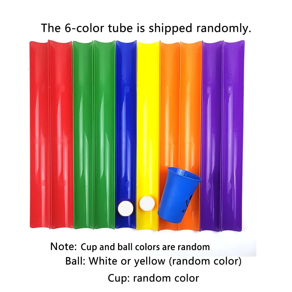 Cooperative Team-Building Track Game – Outdoor/Indoor Kids & Adult Party Set, 5 Half-Pipes + 2 Ping Pong Balls, 40 & 50 cm (15.7 & 19.7 in)