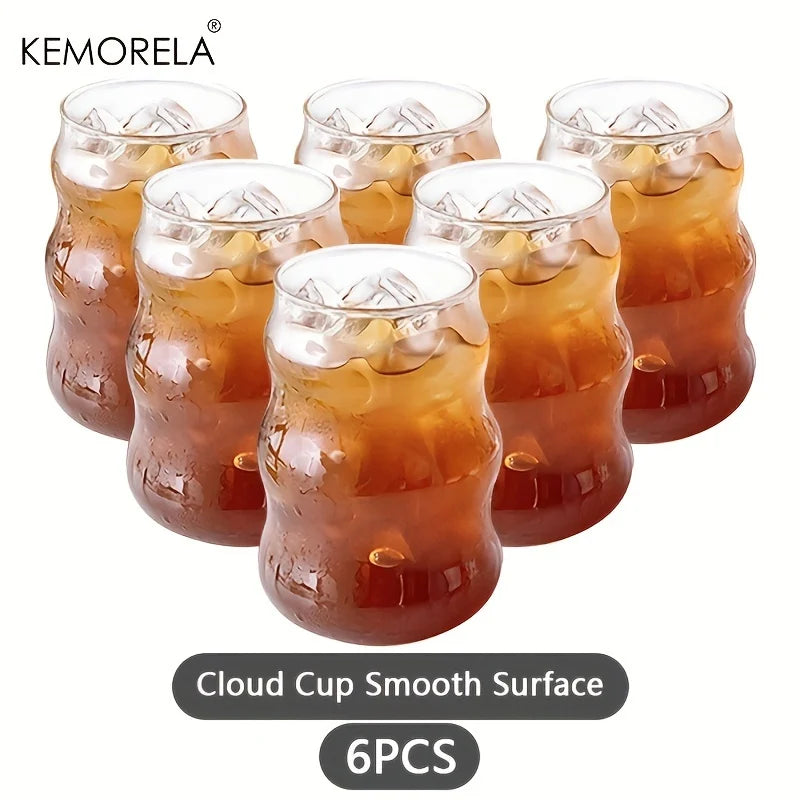 2/4/6PCS INS Glass Cup Heat-resistant Tumbler Drinkware Transparent Tea Juice Milk Coffee Mug Home Water Glasses Stripe Beer Mug