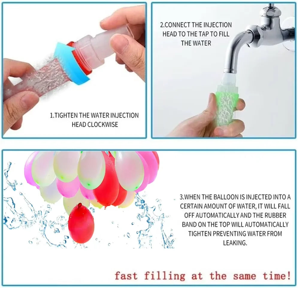 Self-Sealing Quick Fill Water Balloons for Outdoor Yard Games and Water Fights