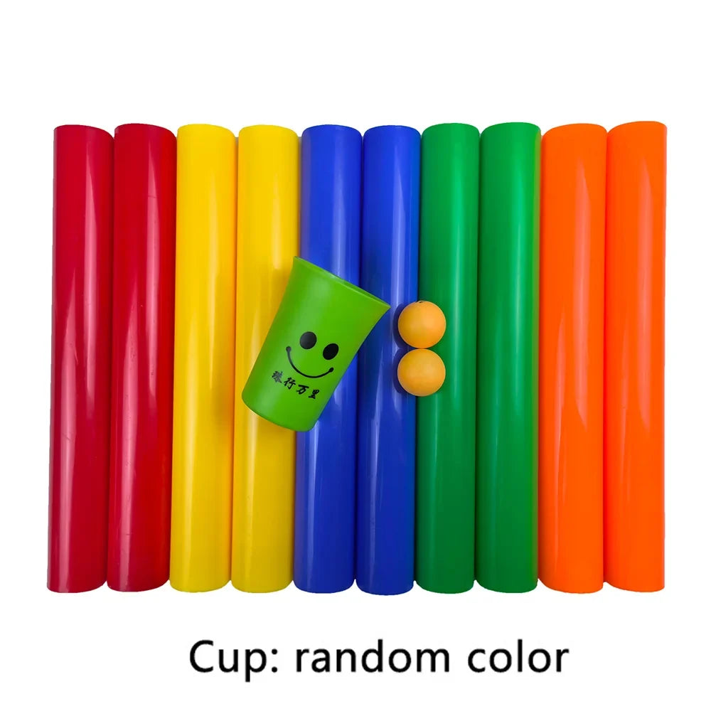 Cooperative Team-Building Track Game – Outdoor/Indoor Kids & Adult Party Set, 5 Half-Pipes + 2 Ping Pong Balls, 40 & 50 cm (15.7 & 19.7 in)
