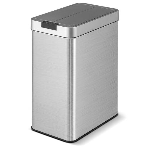 13.2 Gal Slim Kitchen Trash Can with Wing Lids and Stainless Steel Frame