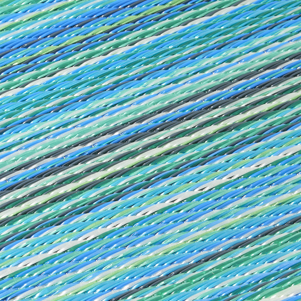 Cancun Turquoise & Moss Green Outdoor Doormat - 24" x 36" Non-Slip, Recycled Plastic
