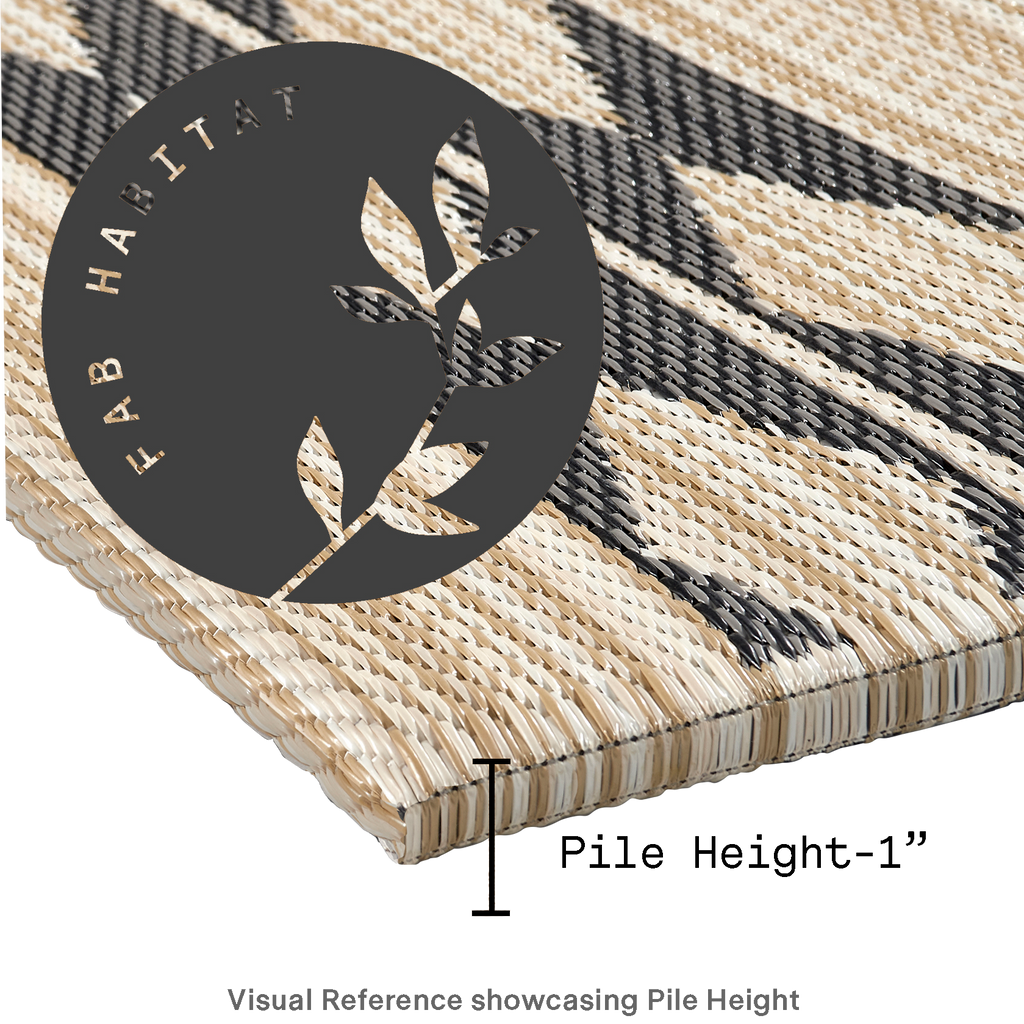 Cairo Natural & Black Outdoor Doormat - 24" x 36" Non-Slip, Recycled Plastic
