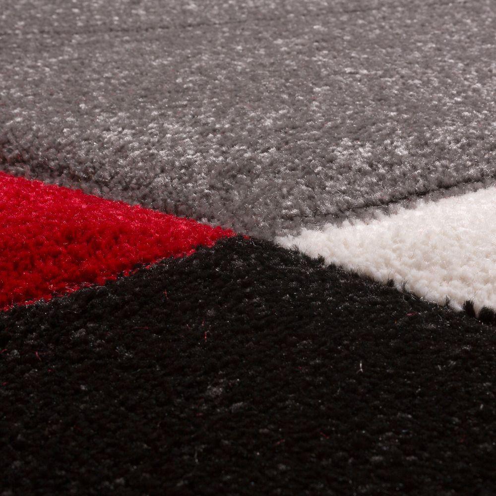 Area Rug Madeira Abstract Curved Pattern - Grey Red