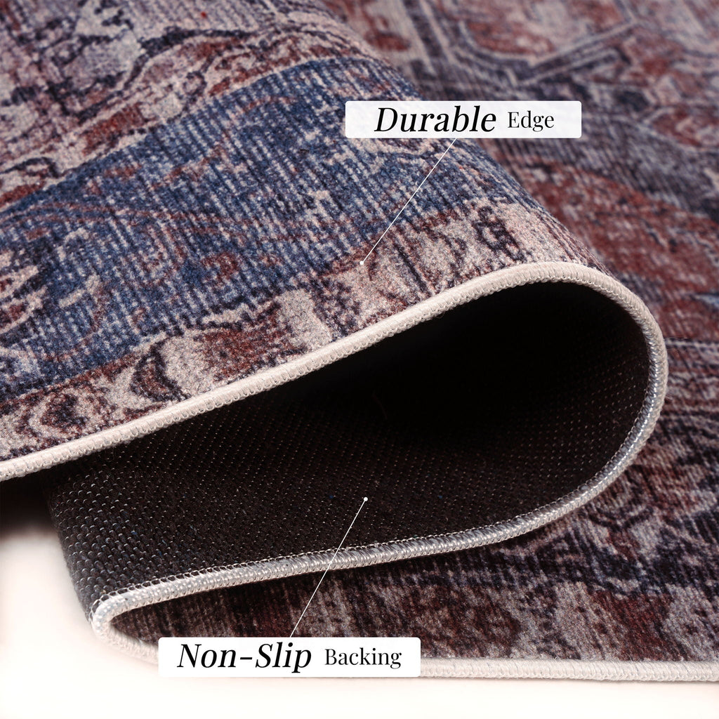 Unique Washable Area Rug with Low Pile - Multiple Colors