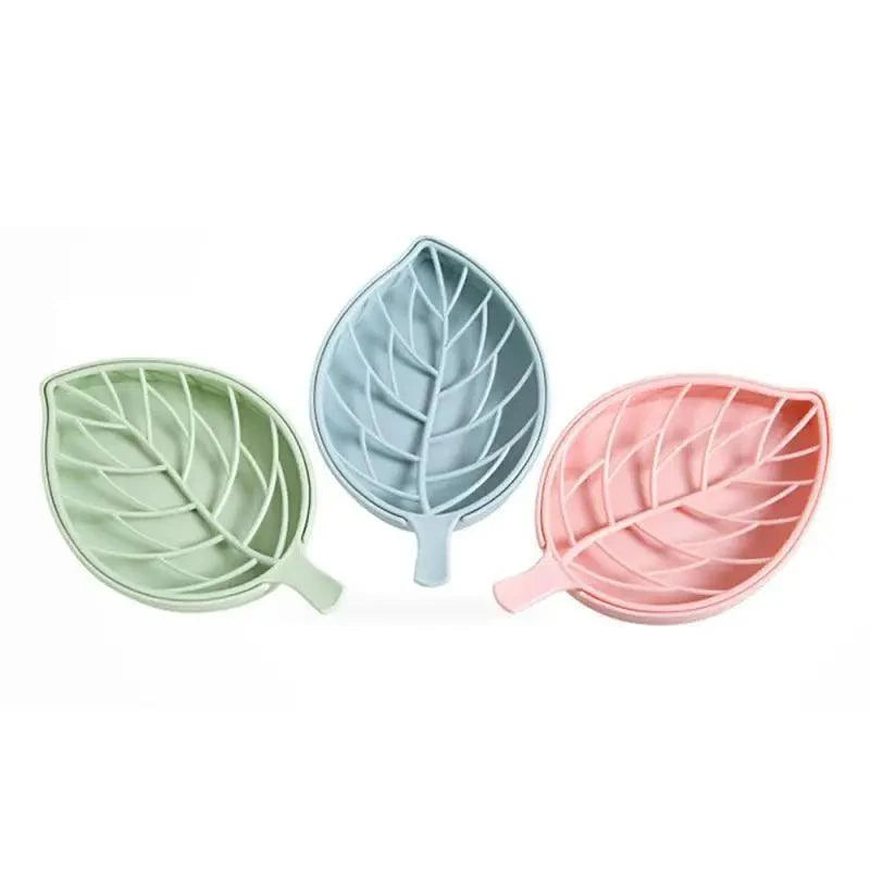 Bathroom Accessories Dish Plate Case Home Shower Leaf Shape Holder Container Soap Box Plastic Soap Box Dispenser Soap Rack Soap Dishes Leaf-Shaped Shower Soap Bar Holder With Draining Tray Fashionable Soap Dishes For Shower Kitchen