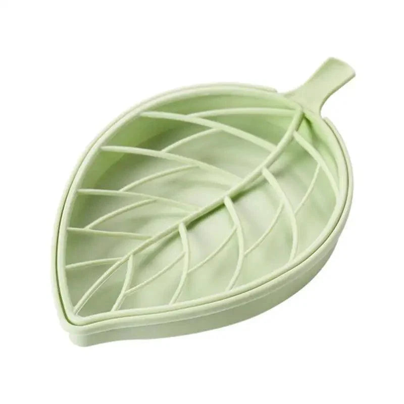 Bathroom Accessories Dish Plate Case Home Shower Leaf Shape Holder Container Soap Box Plastic Soap Box Dispenser Soap Rack Soap Dishes Leaf-Shaped Shower Soap Bar Holder With Draining Tray Fashionable Soap Dishes For Shower Kitchen