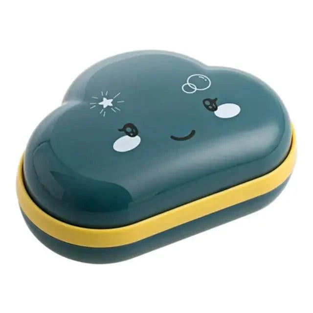 Bathroom Soap Dish Box Cute Cartoon Clouds Soap Holder Home Shower Travel Container Soap Tray Drainer Box Bathroom Accessories Soap Dish with Drain Soap Holder Soap Saver Easy Cleaning Dry Stop  Soap