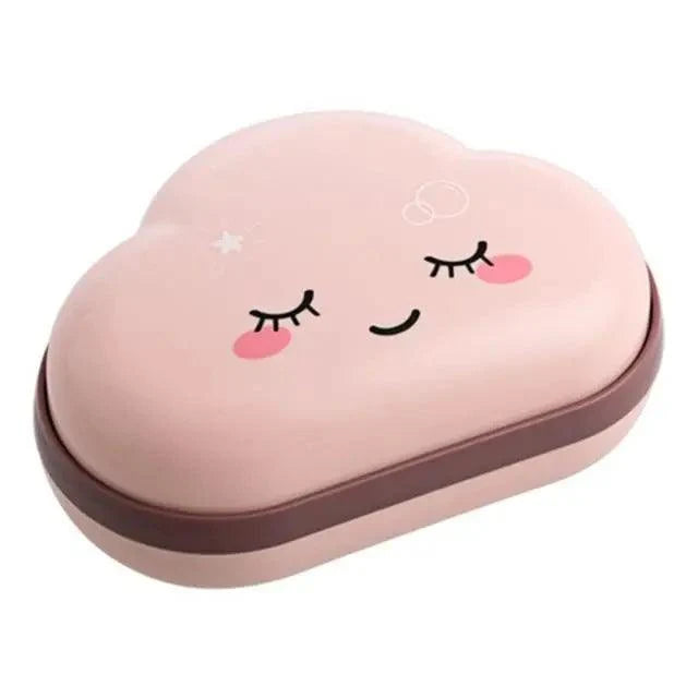 Bathroom Soap Dish Box Cute Cartoon Clouds Soap Holder Home Shower Travel Container Soap Tray Drainer Box Bathroom Accessories Soap Dish with Drain Soap Holder Soap Saver Easy Cleaning Dry Stop  Soap