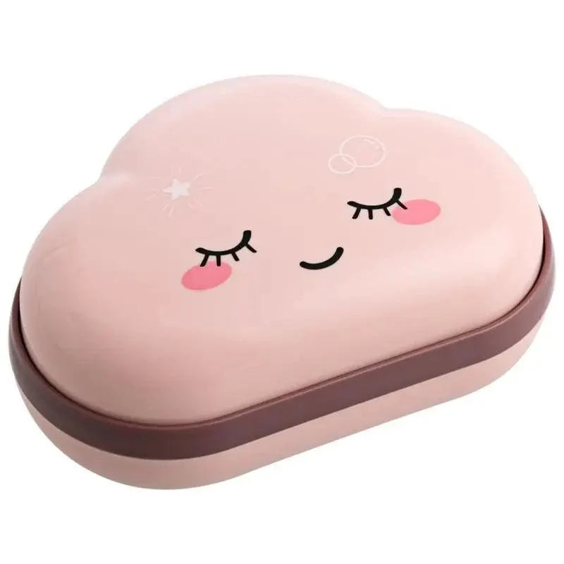 Bathroom Soap Dish Box Cute Cartoon Clouds Soap Holder Home Shower Travel Container Soap Tray Drainer Box Bathroom Accessories Soap Dish with Drain Soap Holder Soap Saver Easy Cleaning Dry Stop  Soap