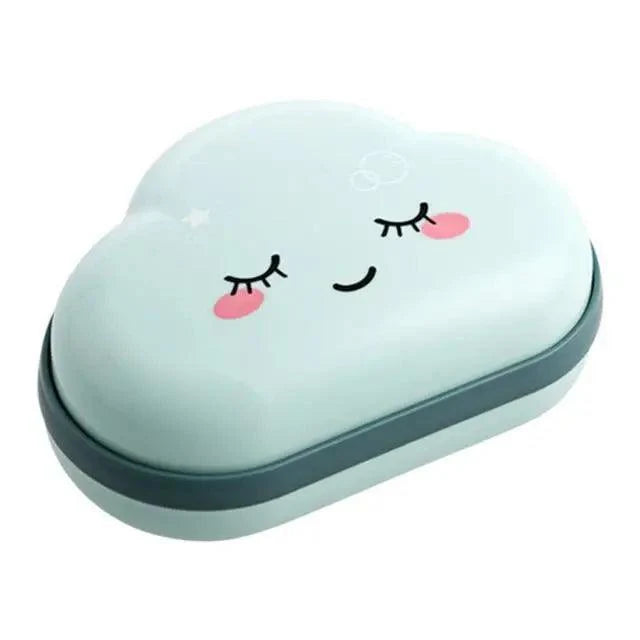 Bathroom Soap Dish Box Cute Cartoon Clouds Soap Holder Home Shower Travel Container Soap Tray Drainer Box Bathroom Accessories Soap Dish with Drain Soap Holder Soap Saver Easy Cleaning Dry Stop  Soap