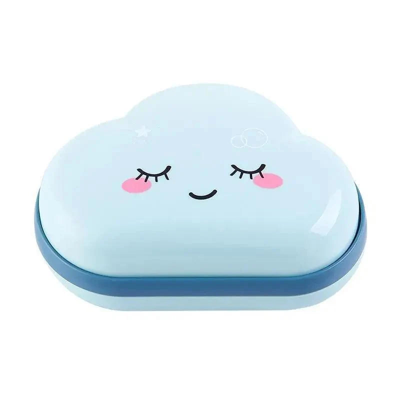 Bathroom Soap Dish Box Cute Cartoon Clouds Soap Holder Home Shower Travel Container Soap Tray Drainer Box Bathroom Accessories Soap Dish with Drain Soap Holder Soap Saver Easy Cleaning Dry Stop  Soap