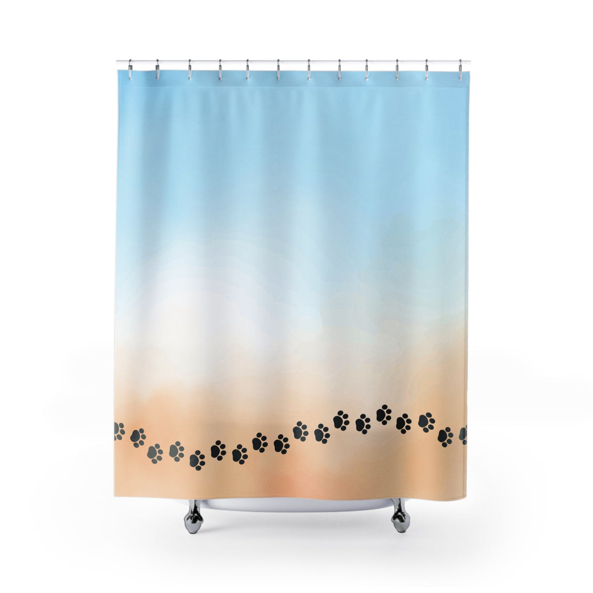 Beach Vibe Shower Curtain with Paw Prints