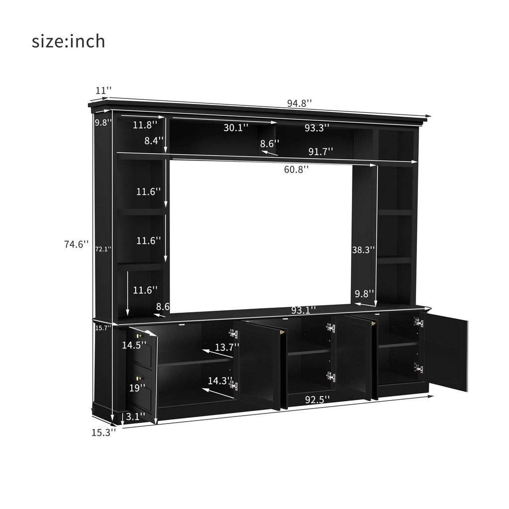 All-In-One TV Stand With Bookcase For TVs Up To 70"
