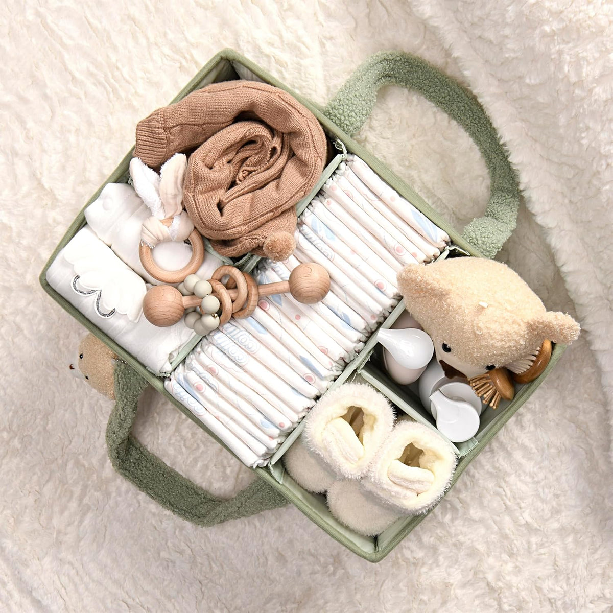 Diaper Caddy Organizer For Changing Table, Storage Basket For Wipes, Gift For Baby Shower, Car Organizer, Nursery Organizer, Portable Storage