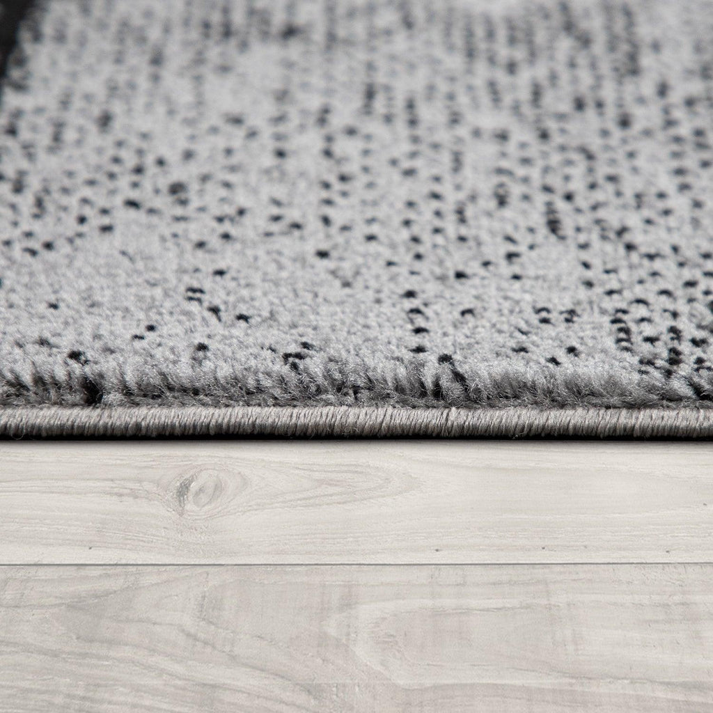 Grey Black Area Rug Mondial with Abstract Paint Effect