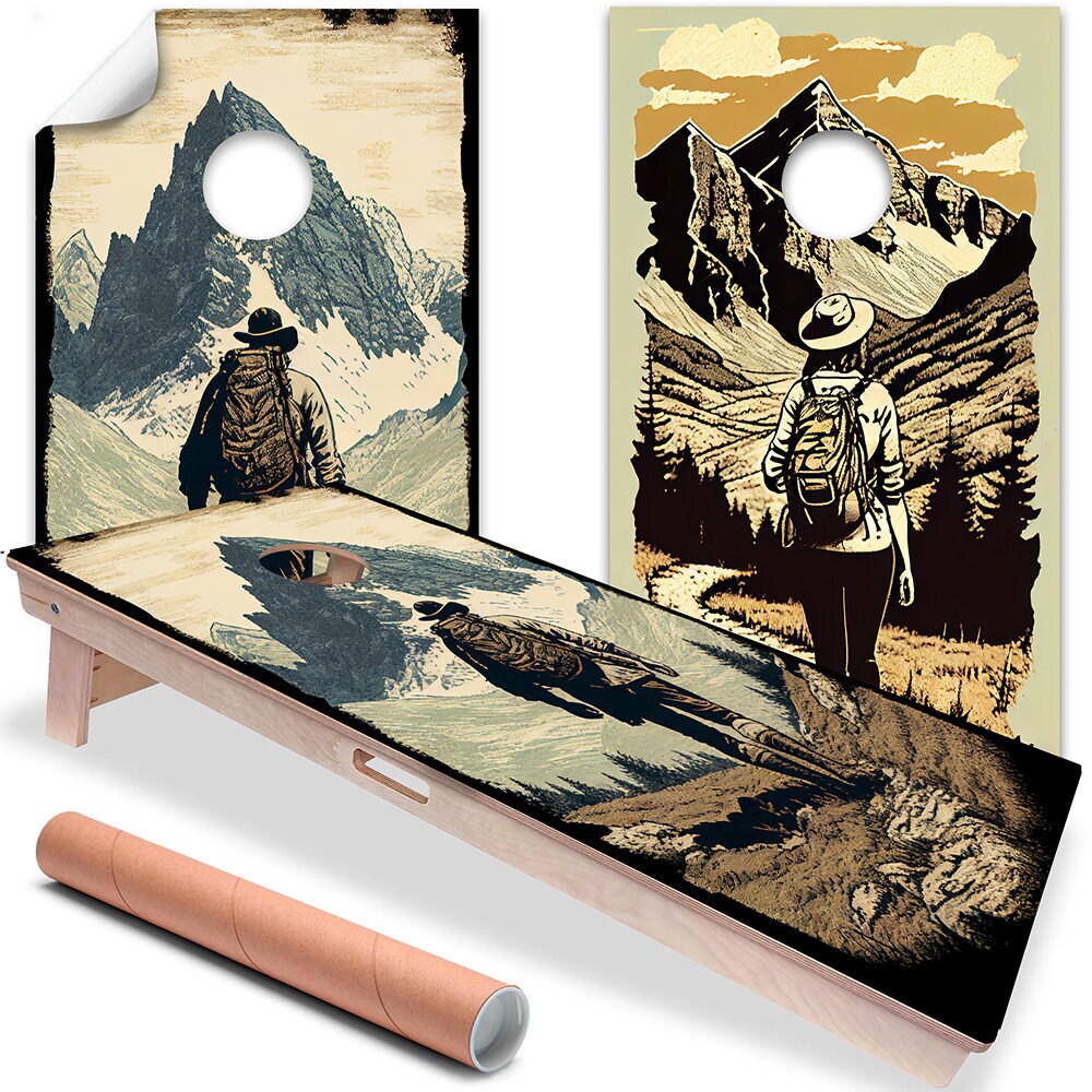 Hikers Outdoors - Cornhole Board Wrap - Set of 2