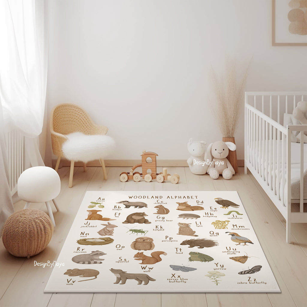 Baby Animals ABC Rug / World map Area Rug