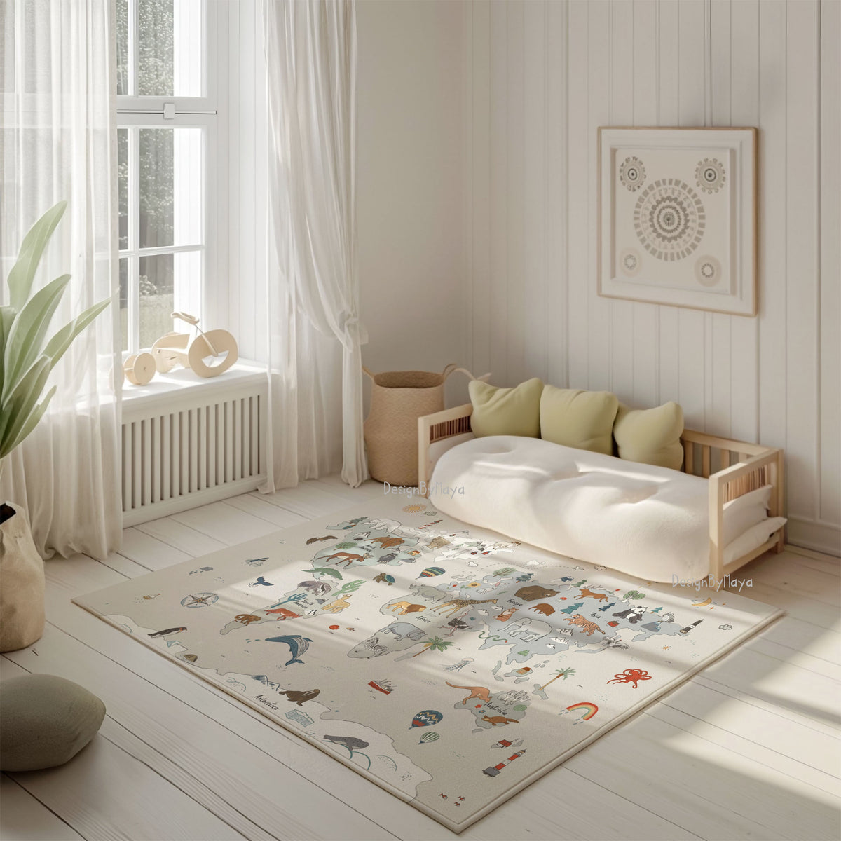 Baby Animals ABC Rug / World map Area Rug